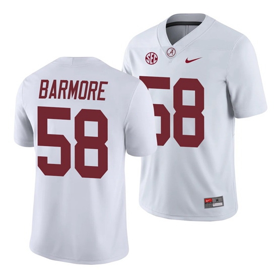 Alabama Crimson Tide Christian Barmore Game White College Football Jersey Alabama Crimson Tide Christian Barmore Game White College Football Jersey