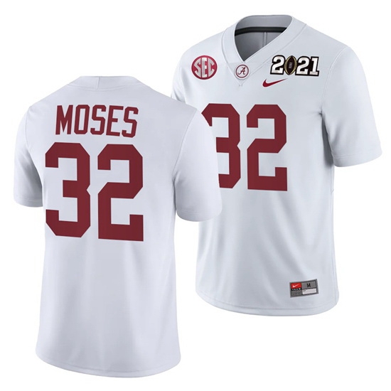 Alabama Crimson Tide Dylan Moses White 2021 Rose Bowl Champions College Football Playoff College Football Playoff Jersey Alabama Crimson Tide Dylan Moses White 2021 Rose Bowl Champions College Football Playoff College Football Playoff Jersey