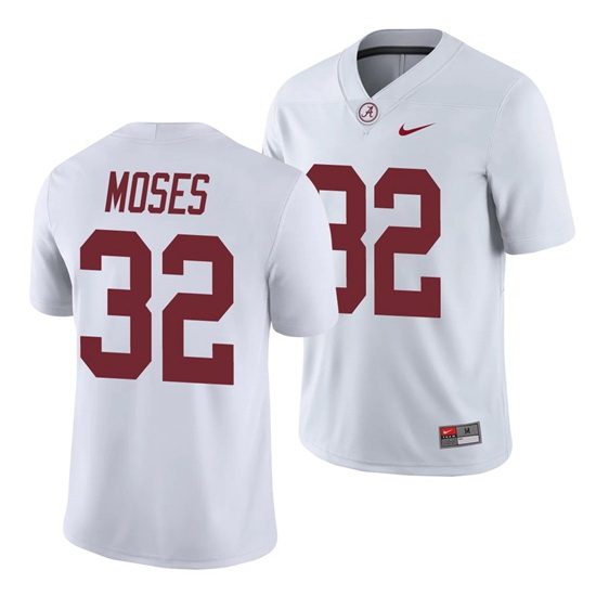 Alabama Crimson Tide Dylan Moses White College Football Men's Game Jersey Alabama Crimson Tide Dylan Moses White College Football Men's Game Jersey