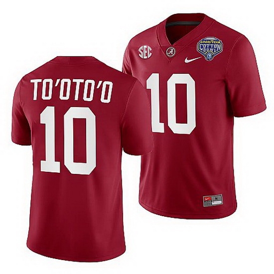 Alabama Crimson Tide Henry To'Oto'O Crimson 2021 Cotton Bowl College Football Playoff Jersey Alabama Crimson Tide Henry To'Oto'O Crimson 2021 Cotton Bowl College Football Playoff Jersey