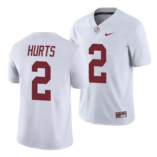 Alabama Crimson Tide Jalen Hurts White College Football Men's Game Jersey Alabama Crimson Tide Jalen Hurts White College Football Men's Game Jersey