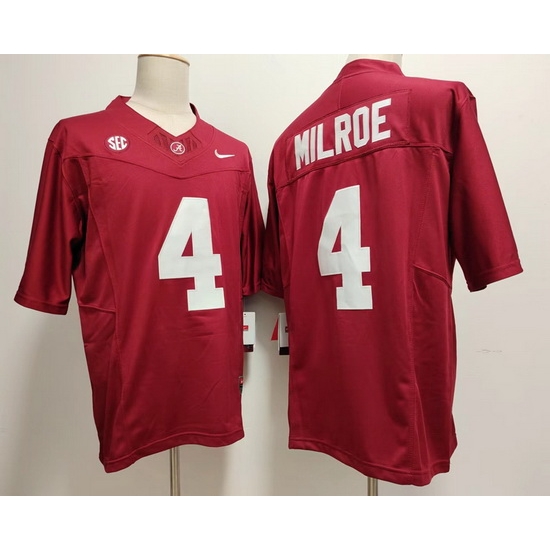 Alabama Crimson Tide Jalen Milroe #4 Red F U S E Stitched Jersey Alabama Crimson Tide Jalen Milroe #4 Red F U S E Stitched Jersey