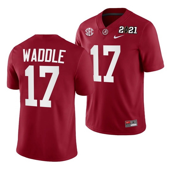 Alabama Crimson Tide Jaylen Waddle Crimson 2021 Rose Bowl Champions College Football Playoff College Football Playoff Jersey Alabama Crimson Tide Jaylen Waddle Crimson 2021 Rose Bowl Champions College Football Playoff College Football Playoff Jersey