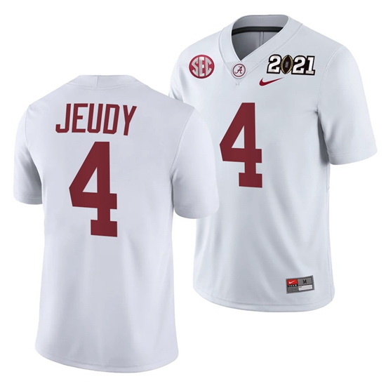 Alabama Crimson Tide Jerry Jeudy White 2021 Rose Bowl Champions College Football Playoff College Football Playoff Jersey Alabama Crimson Tide Jerry Jeudy White 2021 Rose Bowl Champions College Football Playoff College Football Playoff Jersey