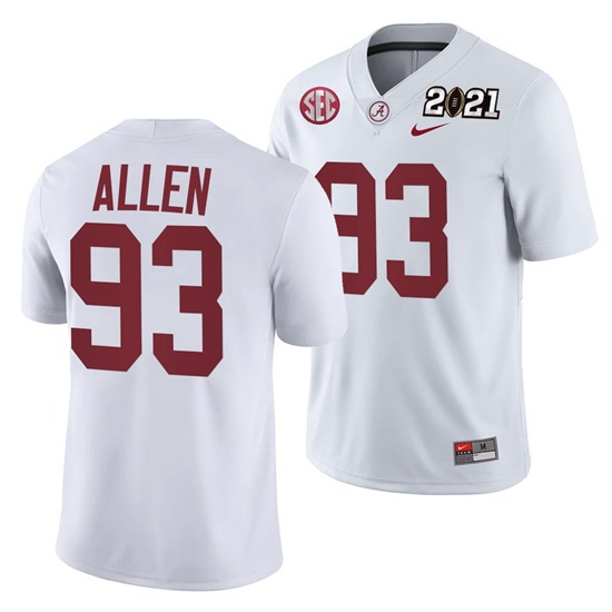 Alabama Crimson Tide Jonathan Allen White 2021 Rose Bowl Champions College Football Playoff College Football Playoff Jersey Alabama Crimson Tide Jonathan Allen White 2021 Rose Bowl Champions College Football Playoff College Football Playoff Jersey