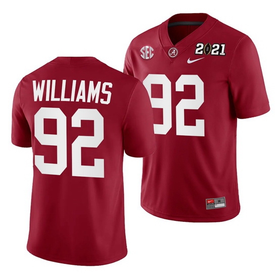 Alabama Crimson Tide Quinnen Williams Crimson 2021 Rose Bowl Champions College Football Playoff College Football Playoff Jersey Alabama Crimson Tide Quinnen Williams Crimson 2021 Rose Bowl Champions College Football Playoff College Football Playoff Jersey