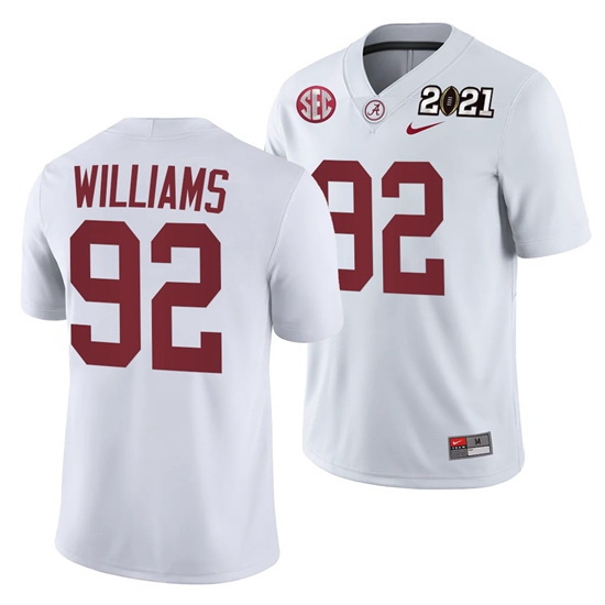 Alabama Crimson Tide Quinnen Williams White 2021 Rose Bowl Champions College Football Playoff College Football Playoff Jersey Alabama Crimson Tide Quinnen Williams White 2021 Rose Bowl Champions College Football Playoff College Football Playoff Jersey