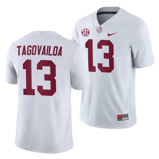 Alabama Crimson Tide Tua Tagovailoa White College Football Men's Away Game Jersey Alabama Crimson Tide Tua Tagovailoa White College Football Men's Away Game Jersey