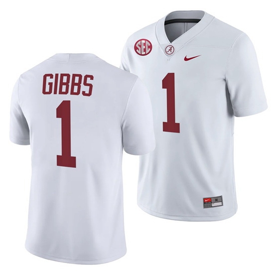 Jahmyr Gibbs Alabama Crimson Tide College Football White 2021-22 1 Jersey Men Jahmyr Gibbs Alabama Crimson Tide College Football White 2021-22 1 Jersey Men