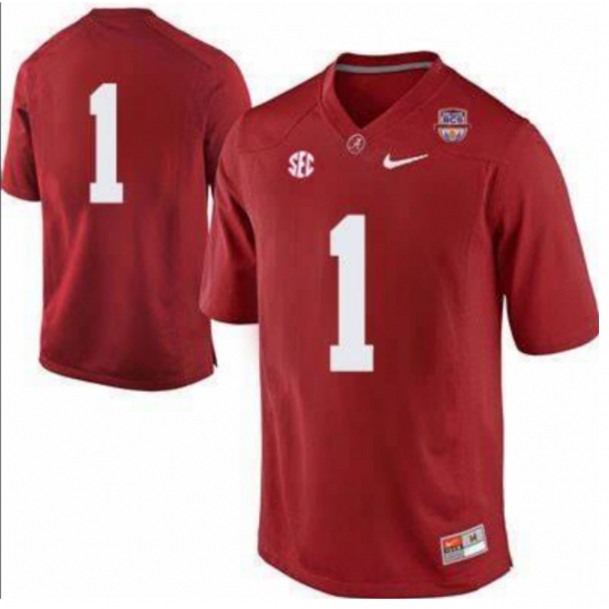 Men Alabama #1 Red Stitched Jersey No Name Men Alabama #1 Red Stitched Jersey No Name