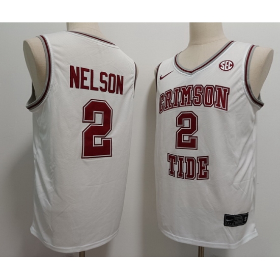 Men Alabama Crimson Tide #2 Grant Nelson White Throwback Stitched Basketball NCAA Jersey Men Alabama Crimson Tide #2 Grant Nelson White Throwback Stitched Basketball NCAA Jersey