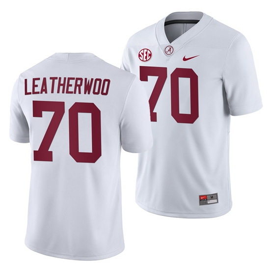 NCAA Football Alabama Crimson Tide Alex Leatherwood White 2019 Away Game Jersey NCAA Football Alabama Crimson Tide Alex Leatherwood White 2019 Away Game Jersey