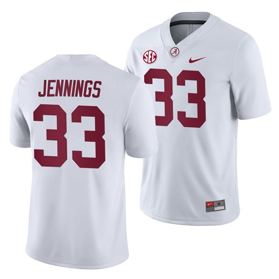 NCAA Football Alabama Crimson Tide Anfernee Jennings White 2019 Away Game Jersey NCAA Football Alabama Crimson Tide Anfernee Jennings White 2019 Away Game Jersey