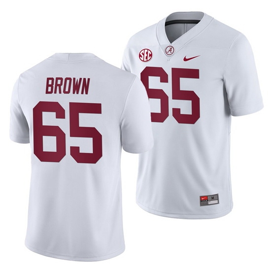 NCAA Football Alabama Crimson Tide Deonte Brown White 2019 Away Game Jersey NCAA Football Alabama Crimson Tide Deonte Brown White 2019 Away Game Jersey