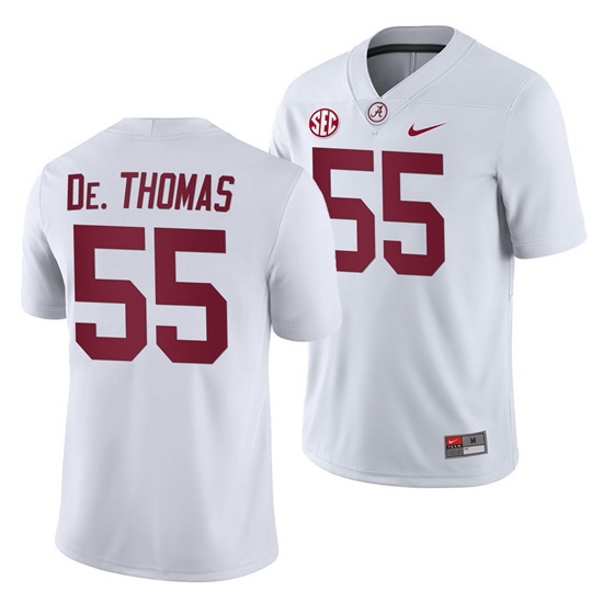NCAA Football Alabama Crimson Tide Derrick Thomas White 2019 Away History Player Jersey NCAA Football Alabama Crimson Tide Derrick Thomas White 2019 Away History Player Jersey