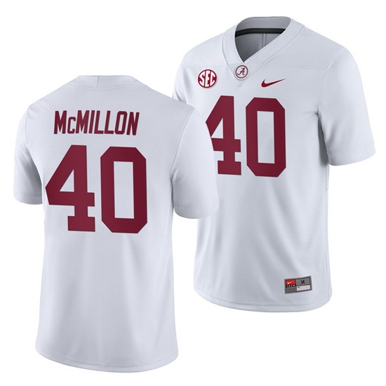 NCAA Football Alabama Crimson Tide Joshua McMillon White 2019 Away Game Jersey NCAA Football Alabama Crimson Tide Joshua McMillon White 2019 Away Game Jersey