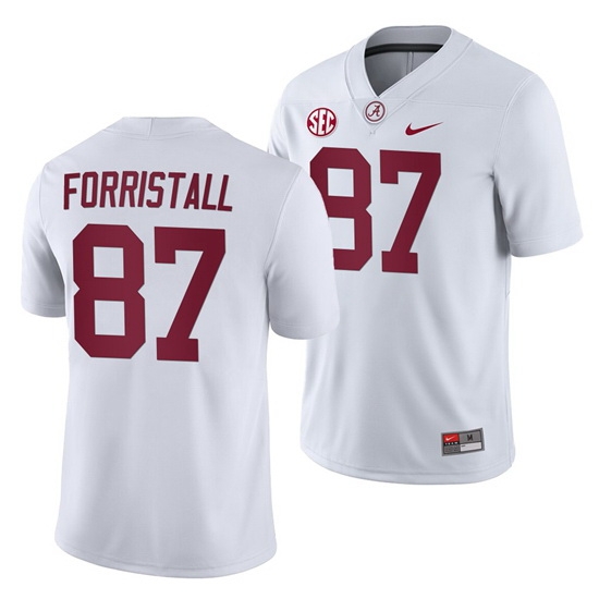 NCAA Football Alabama Crimson Tide Miller Forristall White 2019 Away Game Jersey NCAA Football Alabama Crimson Tide Miller Forristall White 2019 Away Game Jersey
