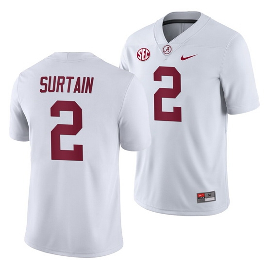 NCAA Football Alabama Crimson Tide Patrick Surtain Jr. White 2019 Away Game Jersey NCAA Football Alabama Crimson Tide Patrick Surtain Jr. White 2019 Away Game Jersey