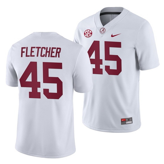 NCAA Football Alabama Crimson Tide Thomas Fletcher White 2019 Away Game Jersey NCAA Football Alabama Crimson Tide Thomas Fletcher White 2019 Away Game Jersey