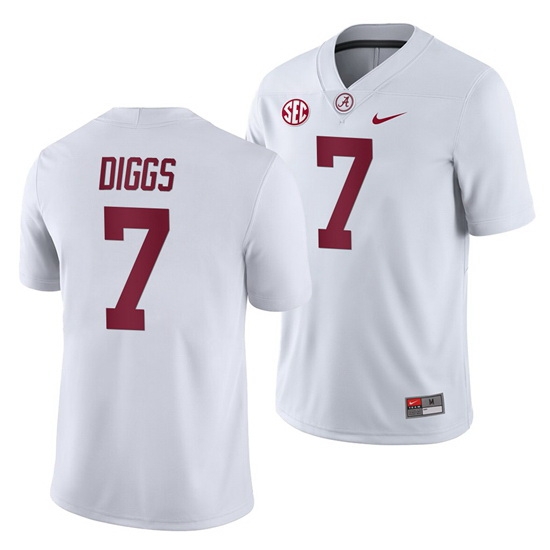 NCAA Football Alabama Crimson Tide Trevon Diggs White 2019 Away Game Jersey NCAA Football Alabama Crimson Tide Trevon Diggs White 2019 Away Game Jersey
