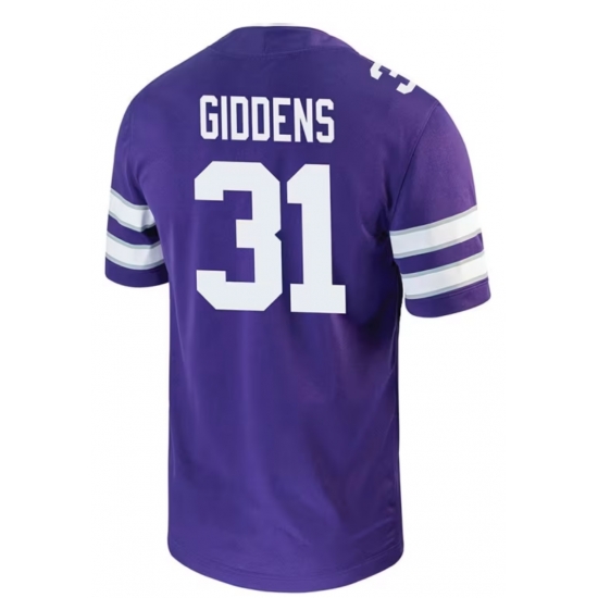 Men Kansas State University Giddens Purple Stitched Jersey Men Kansas State University Giddens Purple Stitched Jersey