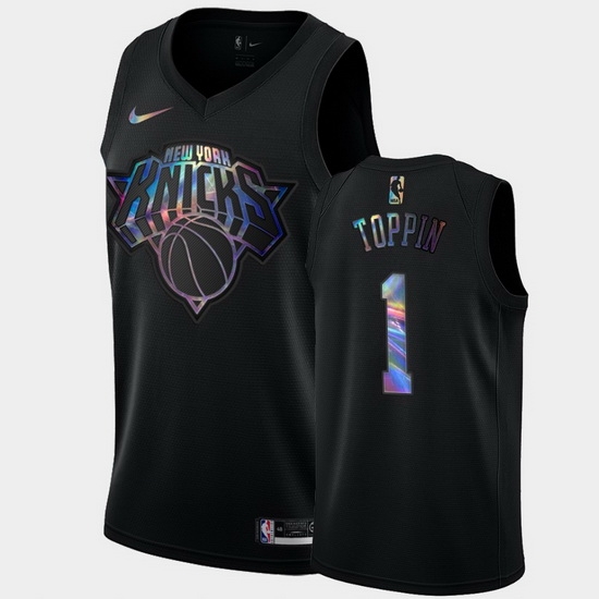 Men New York Knicks Obi Toppin Limited Black Iridescent Holographic Jersey Men New York Knicks Obi Toppin Limited Black Iridescent Holographic Jersey