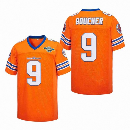 Men The Waterboy Jersey Bourbon Bowl Bobby Boucher 9 Orange color Men The Waterboy Jersey Bourbon Bowl Bobby Boucher 9 Orange color