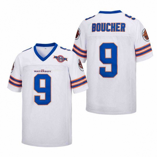 Men The Waterboy Jersey Bourbon Bowl Bobby Boucher 9# white Men The Waterboy Jersey Bourbon Bowl Bobby Boucher 9# white