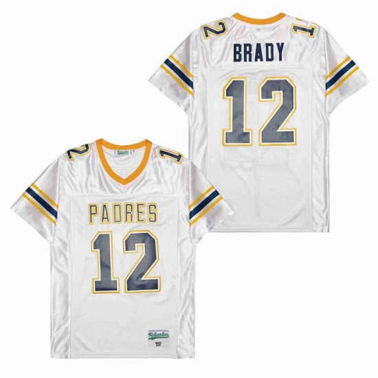 Men Tom Brady 12 Junipero Serra Padres High School Football white Men Tom Brady 12 Junipero Serra Padres High School Football white