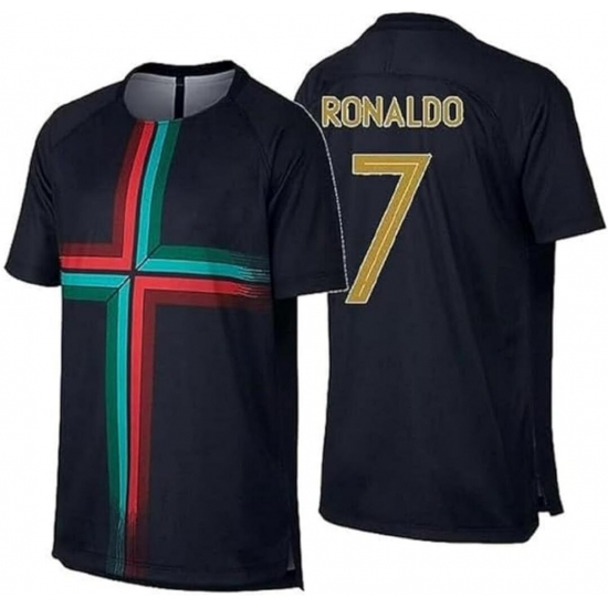 Youth Ronaldo 7 Portugal Black Football Team Jersey Youth Ronaldo 7 Portugal Black Football Team Jersey