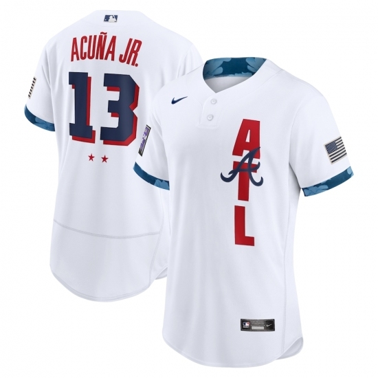 Men's Atlanta Braves #13 Ronald Acuña Jr. Nike White 2021 MLB All-Star Game Authentic Player Jersey Men's Atlanta Braves #13 Ronald Acuña Jr. Nike White 2021 MLB All-Star Game Authentic Player Jersey