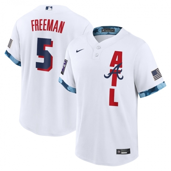 Men's Atlanta Braves #5 Freddie Freeman Nike White 2021 MLB All-Star Game Replica Player Jersey Men's Atlanta Braves #5 Freddie Freeman Nike White 2021 MLB All-Star Game Replica Player Jersey