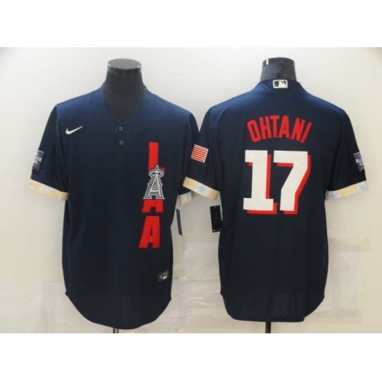 Men's Los Angeles Angels of Anaheim #17 Shohei Ohtani Navy 2021 All-Star Game Authentic Jersey Men's Los Angeles Angels of Anaheim #17 Shohei Ohtani Navy 2021 All-Star Game Authentic Jersey