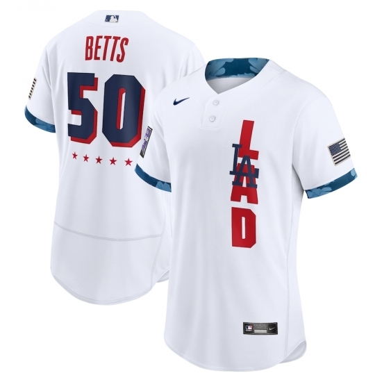 Men's Los Angeles Dodgers #50 Mookie Betts Nike White 2021 MLB All-Star Game Authentic Player Jersey Men's Los Angeles Dodgers #50 Mookie Betts Nike White 2021 MLB All-Star Game Authentic Player Jersey