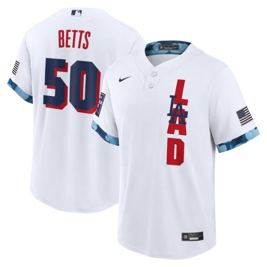 Men's Los Angeles Dodgers #50 Mookie Betts Nike White 2021 MLB All-Star Game Replica Player Jersey Men's Los Angeles Dodgers #50 Mookie Betts Nike White 2021 MLB All-Star Game Replica Player Jersey