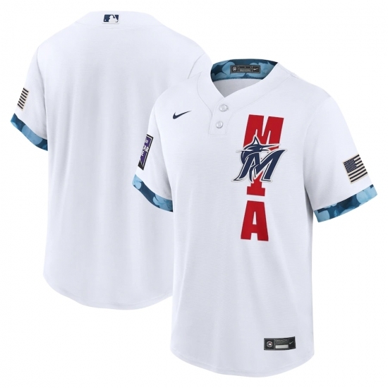 Men's Miami Marlins Blank Nike White 2021 MLB All-Star Game Replica Jersey Men's Miami Marlins Blank Nike White 2021 MLB All-Star Game Replica Jersey