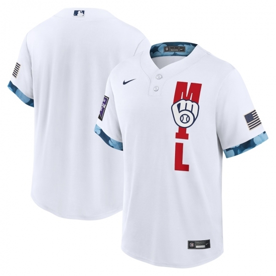 Men's Milwaukee Brewers Blank Nike White 2021 MLB All-Star Game Replica Jersey Men's Milwaukee Brewers Blank Nike White 2021 MLB All-Star Game Replica Jersey