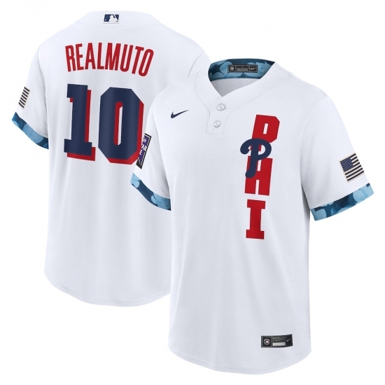 Men's Philadelphia Phillies #10 J.T. Realmuto Nike White 2021 MLB All-Star Game Replica Player Jersey Men's Philadelphia Phillies #10 J.T. Realmuto Nike White 2021 MLB All-Star Game Replica Player Jersey