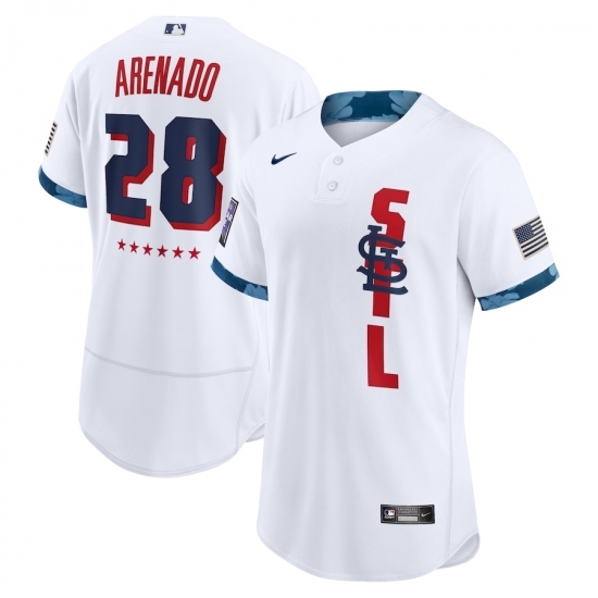 Men's St. Louis Cardinals #28 Nolan Arenado Nike White 2021 MLB All-Star Game Authentic Player Jersey Men's St. Louis Cardinals #28 Nolan Arenado Nike White 2021 MLB All-Star Game Authentic Player Jersey