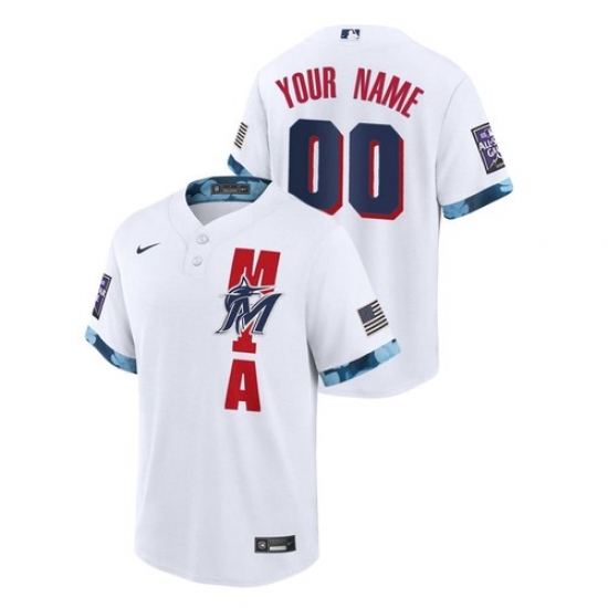 Men's Miami Marlins Custom #00 White 2021 MLB All-Star Game Jersey Men's Miami Marlins Custom #00 White 2021 MLB All-Star Game Jersey