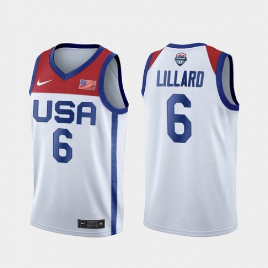 Men's USA Team Damian Lillard Home White 2021 Tokyo Olympics Jersey Men's USA Team Damian Lillard Home White 2021 Tokyo Olympics Jersey