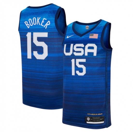 Men's USA Team Devin Booker Away Blue 2021 Tokyo Olympics Jersey II Men's USA Team Devin Booker Away Blue 2021 Tokyo Olympics Jersey II