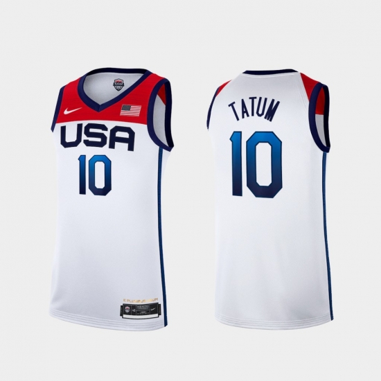 Men's USA Team Jayson Tatum Home White 2021 Tokyo Olympics Jersey II Men's USA Team Jayson Tatum Home White 2021 Tokyo Olympics Jersey II