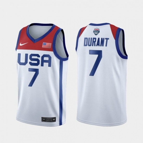 Men's USA Team Kevin Durant Home White 2021 Tokyo Olympics Jersey Men's USA Team Kevin Durant Home White 2021 Tokyo Olympics Jersey
