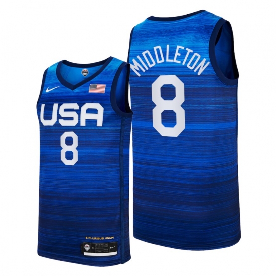 Men's USA Team Khris Middleton Home Blue 2021 Tokyo Olympics Jersey Men's USA Team Khris Middleton Home Blue 2021 Tokyo Olympics Jersey