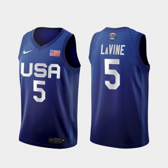 Men's USA Team Zach LaVine Away Blue 2021 Tokyo Olympics Jersey Men's USA Team Zach LaVine Away Blue 2021 Tokyo Olympics Jersey