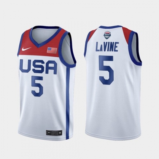 Men's USA Team Zach LaVine Home White 2021 Tokyo Olympics Jersey Men's USA Team Zach LaVine Home White 2021 Tokyo Olympics Jersey
