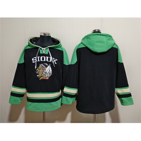 Men North Dakota Fighting Hawks Blank Black Green Lace Up Pullover Hoodie Men North Dakota Fighting Hawks Blank Black Green Lace Up Pullover Hoodie