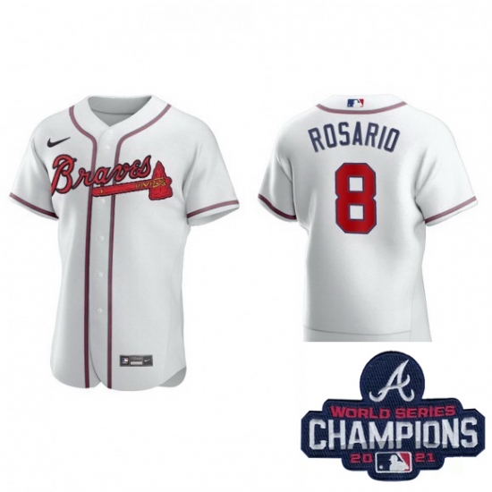 Men Nike Atlanta Braves 8 Eddie Rosario White Alternate Stitched Baseball Stitched MLB 2021 Champions Patch Jersey Men Nike Atlanta Braves 8 Eddie Rosario White Alternate Stitched Baseball Stitched MLB 2021 Champions Patch Jersey