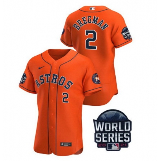 Men Houston Astros 2 Alex Bregman 2021 Orange World Series Flex Base Stitched Baseball Jersey Men Houston Astros 2 Alex Bregman 2021 Orange World Series Flex Base Stitched Baseball Jersey